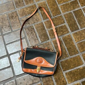 Vintage Dooney & Bourke Navy & British Tan Elite French Sailor Large Carrier Bag